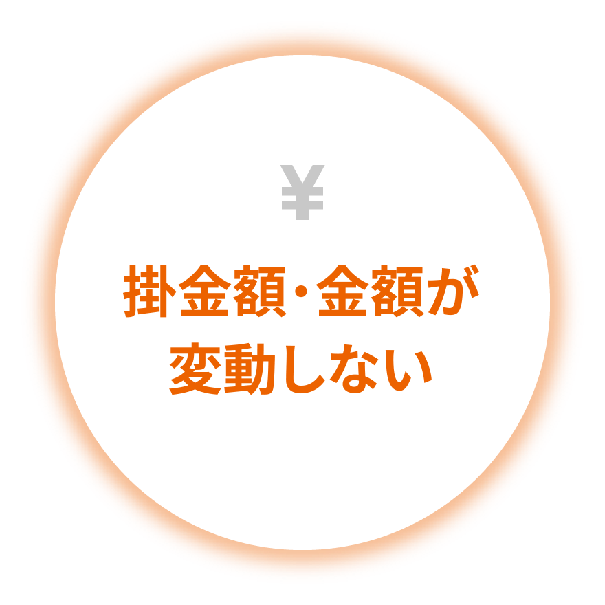 掛⾦額・⾦額が変動しない